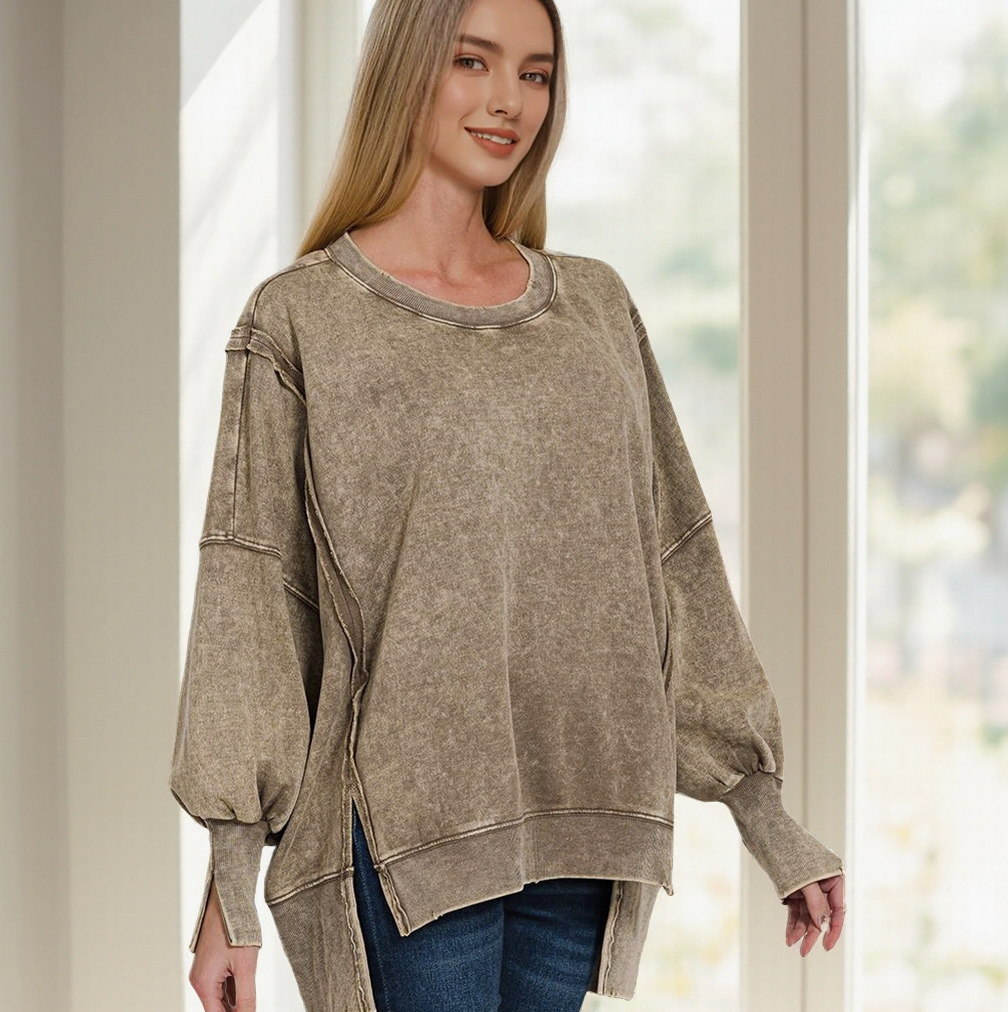 Acid Wash Oversized Sweatshirt