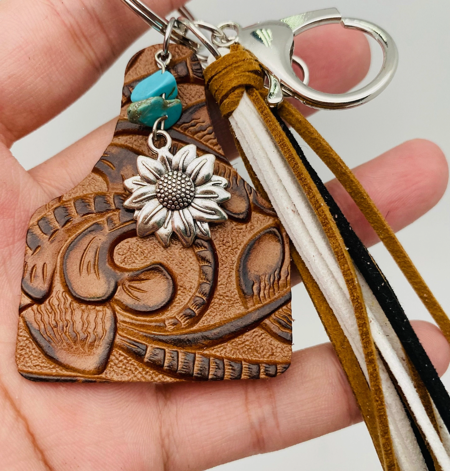 Cowhide/ Leather Western Style Keychain